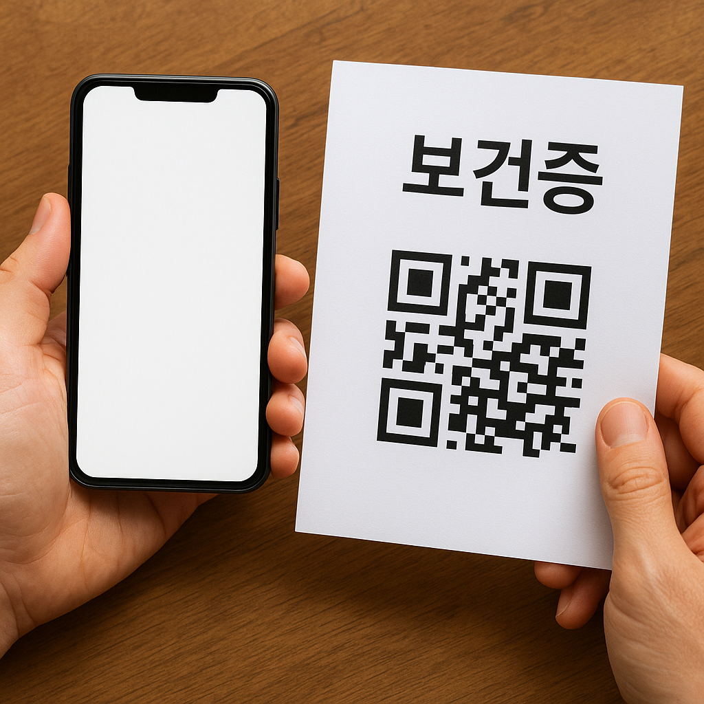 보건소에서 장티푸스와 폐결핵 검사를 받고 건강진단결과서 발급을 준비하는 모습