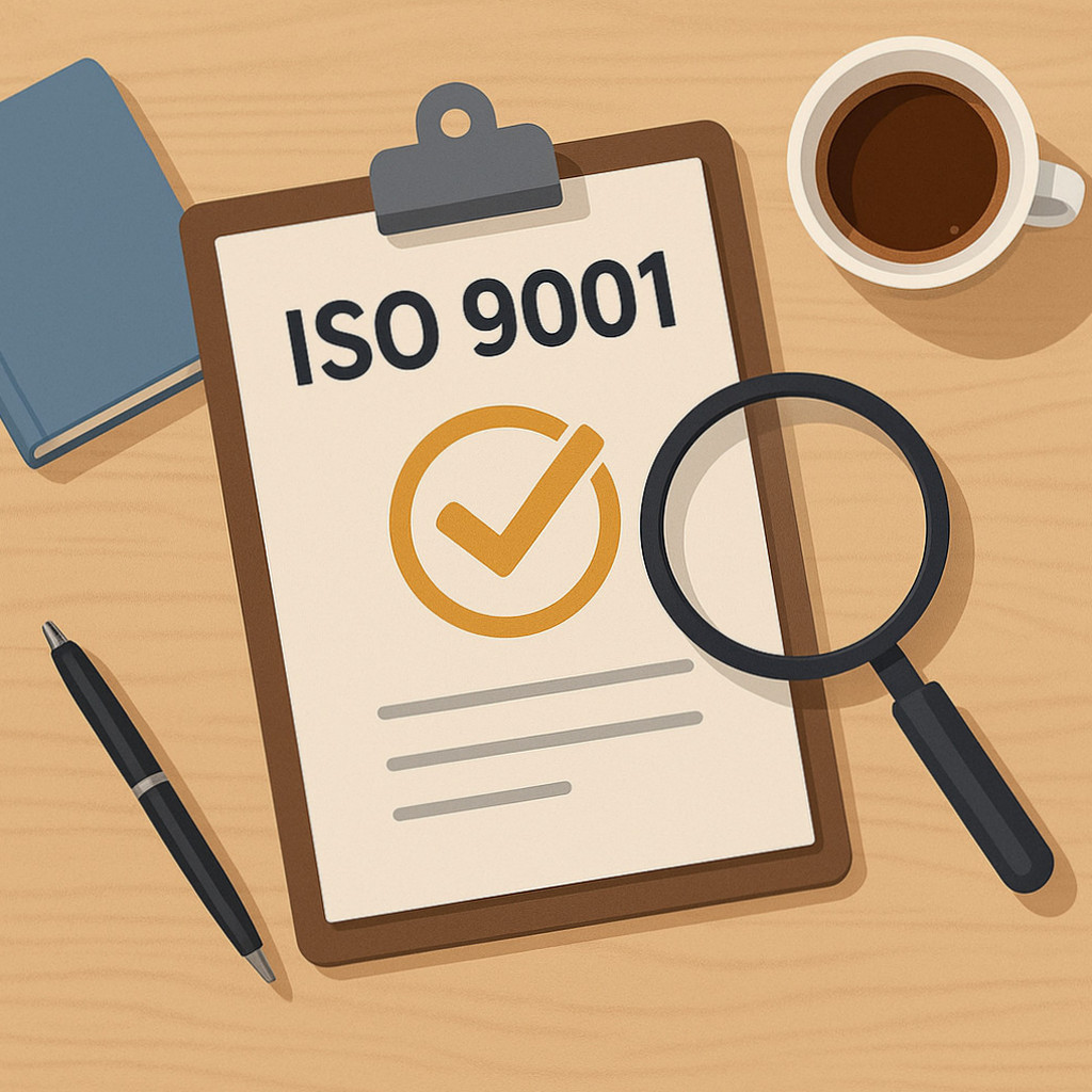 ISO9001 인증 컨설팅을 받으며 품질 관리 시스템 개선을 준비하는 기업의 모습.