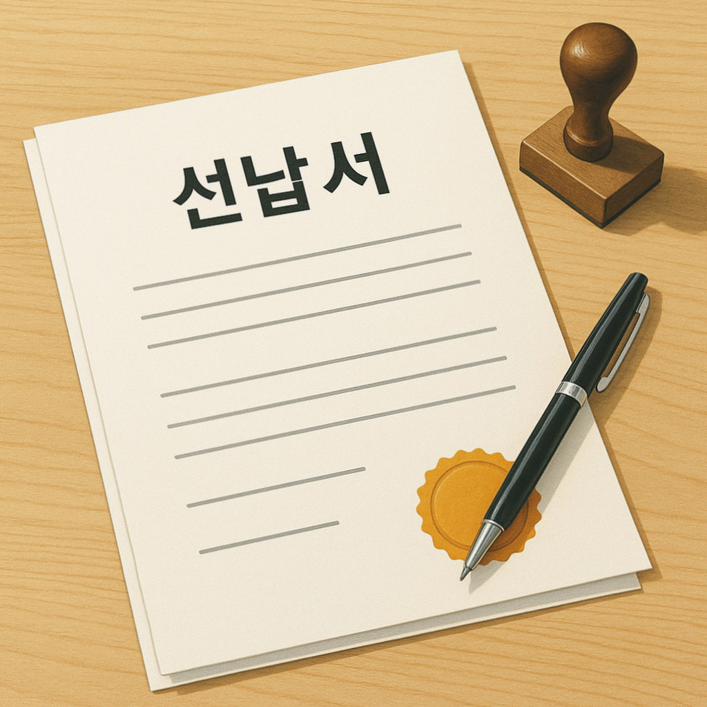 선납서의 정의와 중요성을 설명하는 문서 이미지로, 거래에서의 핵심 역할을 강조하고 있다.