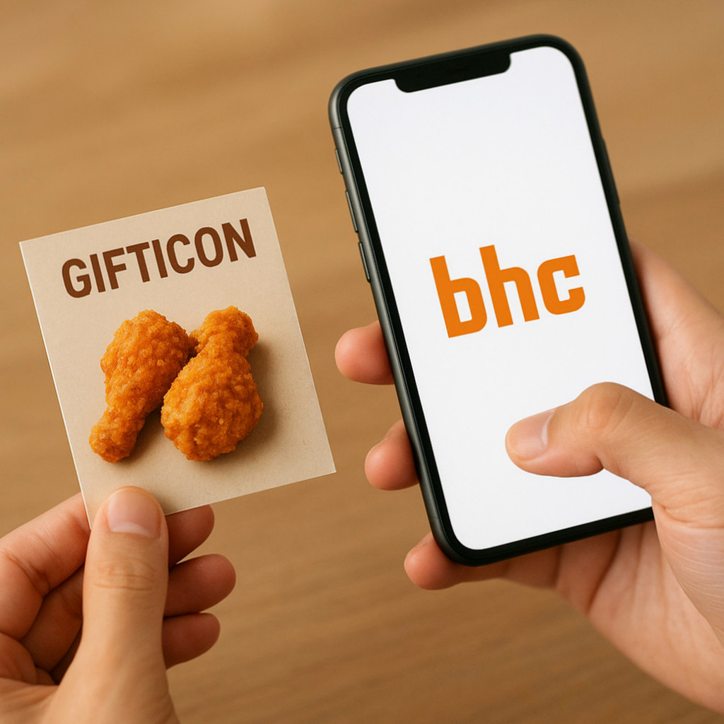 bhc 기프티콘 메뉴 변경 방법과 주의사항을 설명하는 블로그의 대표 이미지, 메뉴 변경 과정을 간단히 시각적으로 표현.